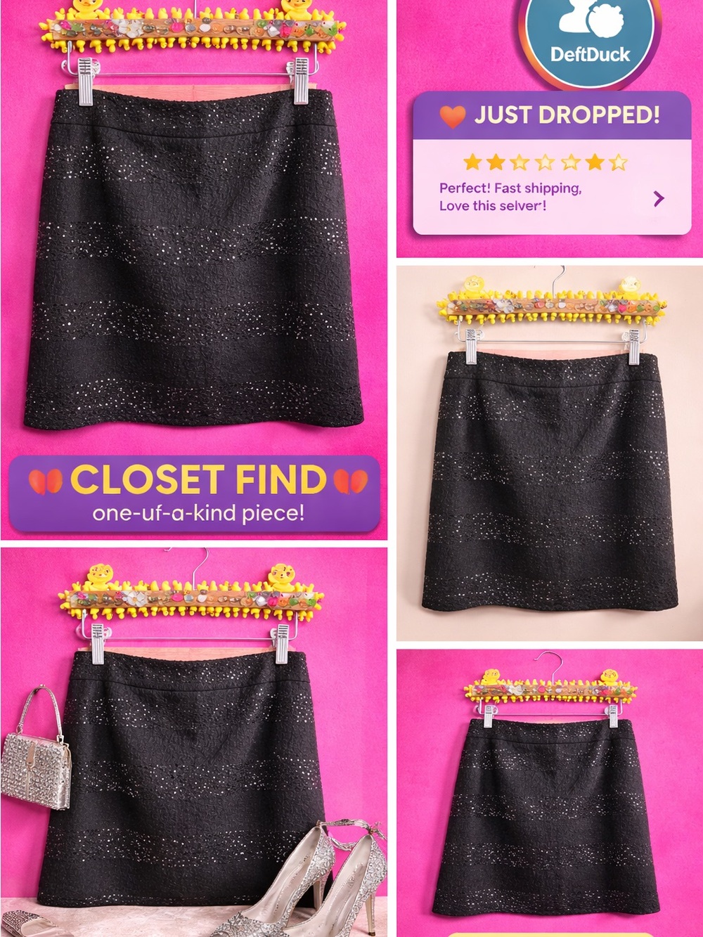 LOFT Black Mini Skirt with Subtle Sparkle
